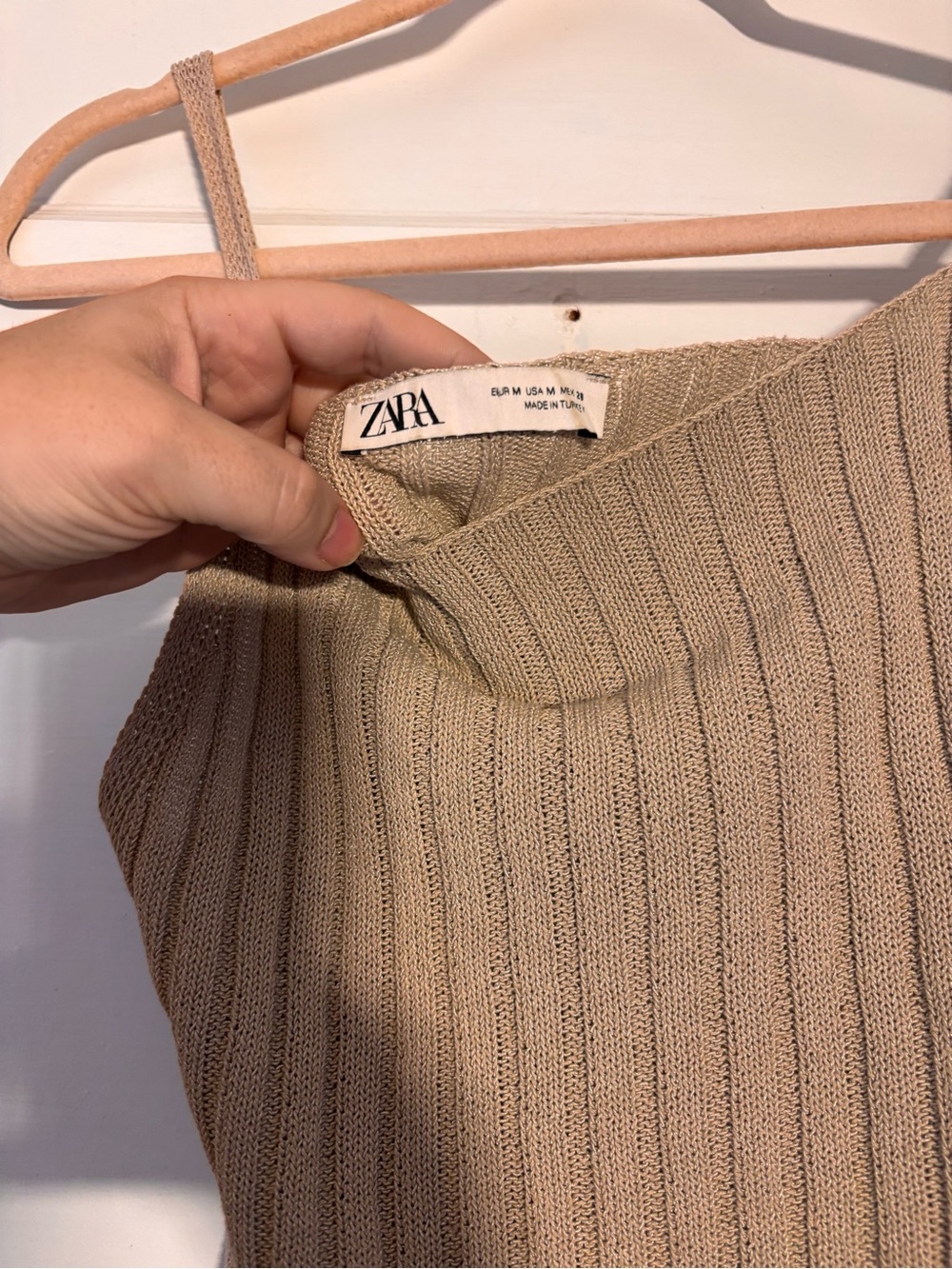 Zara Beige Ribbed Knit Tank Top - Picture 3 of 4